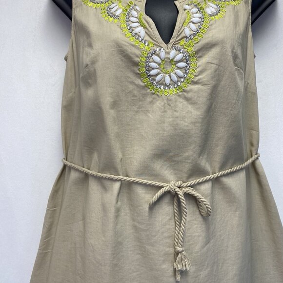 Calypso St Barth for Target Embellished Neck Tie Waist Shift Dress Women XS Tan - Picture 6 of 16